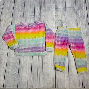 The Children's Place Rainbow Tie-Dye Plush Pajama Set Size 2T/3T